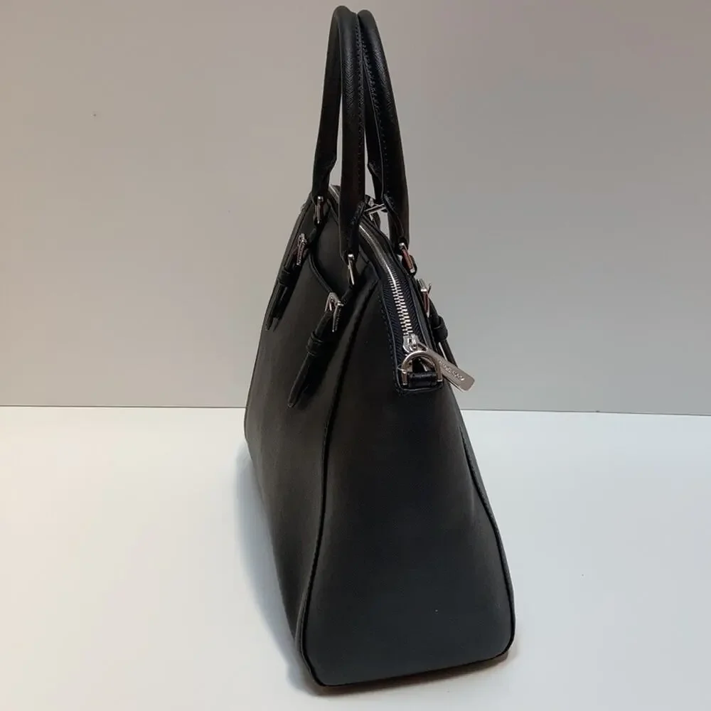 π€ NWT Authentic Michael Kors Saffiano Leather Lg Satchel Bag - BLACK - Picture 6 of 11